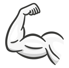 muscular arm on white background