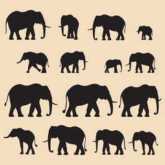 Elephant black silhouette vector clip art
