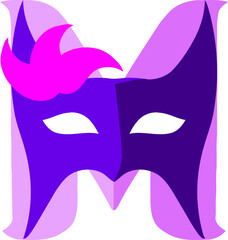Party Mask Alphabet Letter M Vector Element