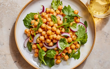 Capture the essence of Chickpea Salad in a mouthwatering food photography shot