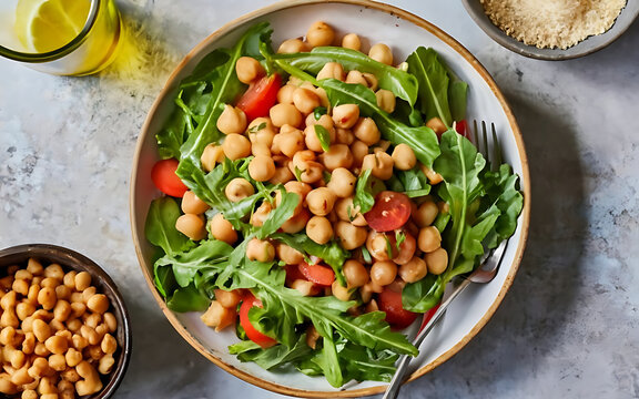 Capture the essence of Chickpea Salad in a mouthwatering food photography shot