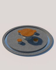 3D design of natural stone chairs and tables