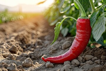 chili pepper in the middle of the tree garden professional photography