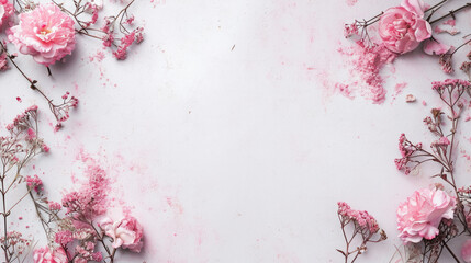 Valentine's day background, mother day or invitation card design, frame flower border, or wedding backdrop. generate ai