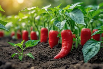 chili pepper in the middle of the tree garden professional photography