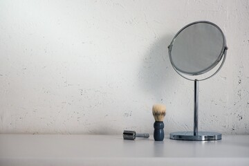 mirror shaving brush razor white