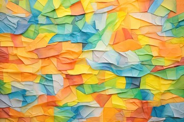 rainbow colors on crumpled paper sheets