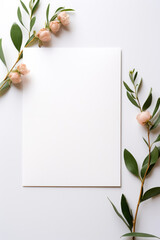 
Illustration of a minimalist wedding invitation mockup with clean lines and a central blank space, set against a soft background