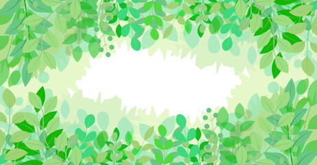 緑色の植物が生えるベクターフレーム素材	
