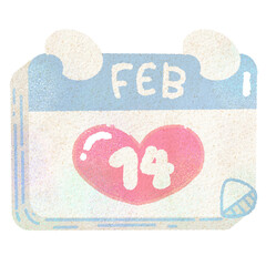 Valentine Cute Calendar Page With The Date Of February 14 For Valentine's Day
