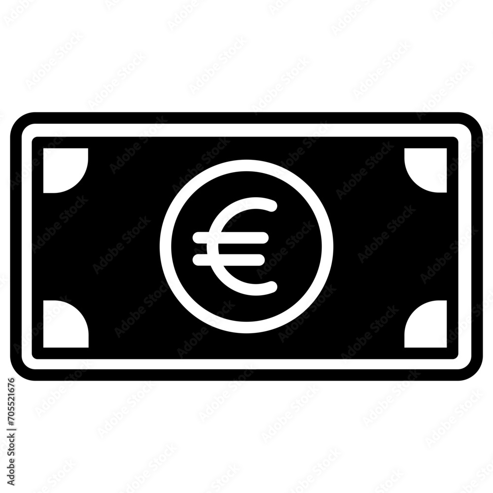 Wall mural Euro Money, Cash currency solid glyph icon