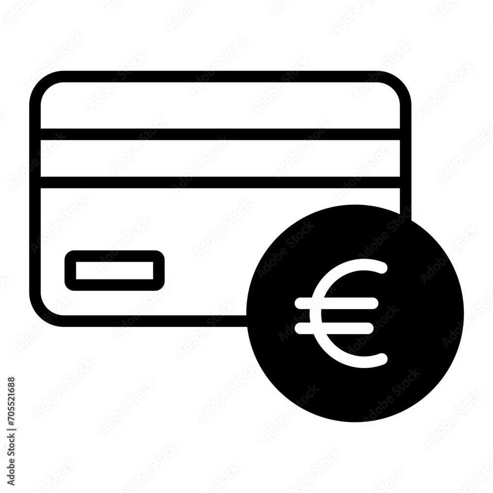 Wall mural Euro Credit Card solid glyph icon