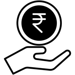 Rupees Charity, Save solid glyph icon