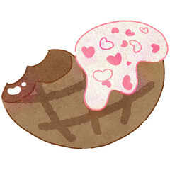 Valentine Cute Cookie With Melted White Chocolate For Valentine's Day