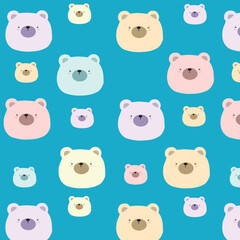 Vector seamless pattern with cute bear cartoon doodle background