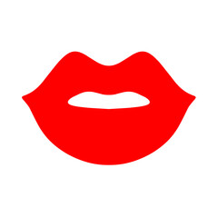 Vector illustration of sexy red female lips on a white background. Bold lips are great for kiss and love logos.