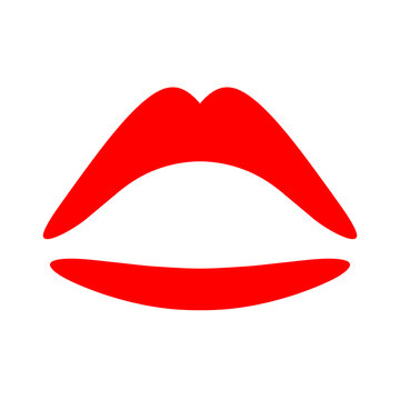 Sexy red female lips on a white background. Bold lips are great for kiss and love logos. Vector illustration