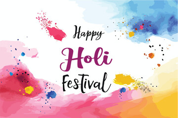 happy holi festival of colors with color background design vector, holi banner design with texts