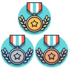 シンプルな金銀銅メダルのイラスト素材