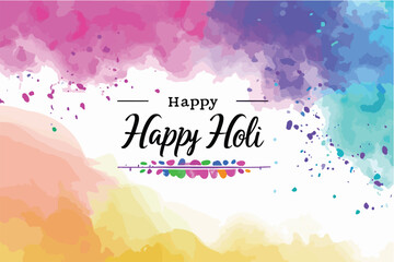 happy holi festival of colors with color background design vector, holi banner design with texts