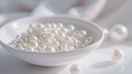 White pearls on a plate
