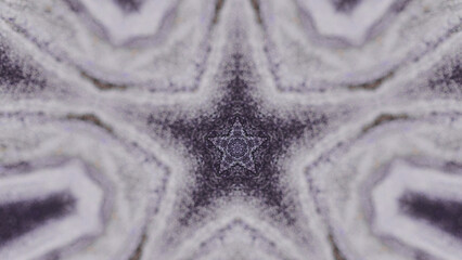 Star kaleidoscope. Graphic fractal. Esoteric meditation. Defocused black white golden color glowing...