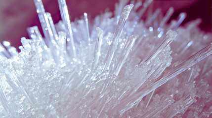 Beautiful texture. White ice crystal sticks
