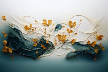 Abstract background with gold leaves.