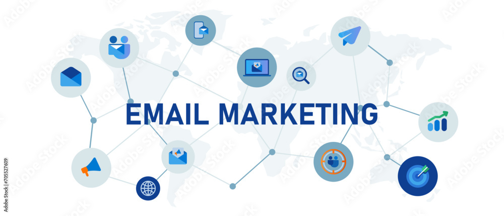 Poster email marketing to communication with sending information customer internet network