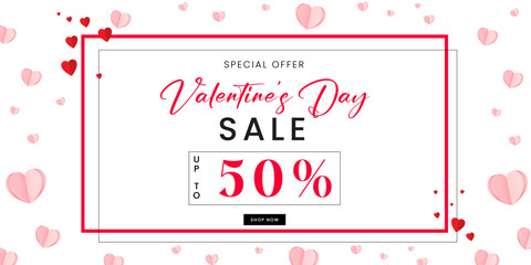 Valentine's day concept background. Vector illustration. Cute love sale banner or greeting card.