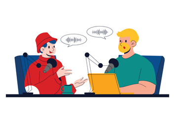Podcast Concept Illustration. Podcast Interview Session Illustration