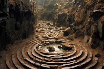 Fototapeta na wymiar Labyrinths and Paths: Scenes suggesting labyrinthine paths in the art.