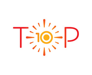 orange-red gradient top 10 logo. glowing top 10 concept
