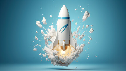 Splash of milk in the form of a rocket shape, with a clipping path. 3D illustration