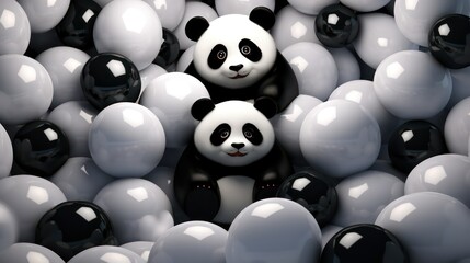 black and white balls WITH panda