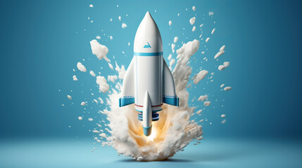 Splash of milk in the form of a rocket shape, with a clipping path. 3D illustration