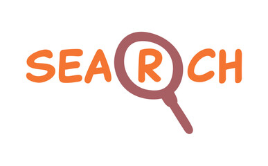 orange and brown search and magnifying glass concept