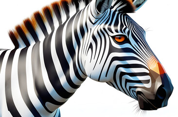 zebra profile, head, portrait, 3D illustration
