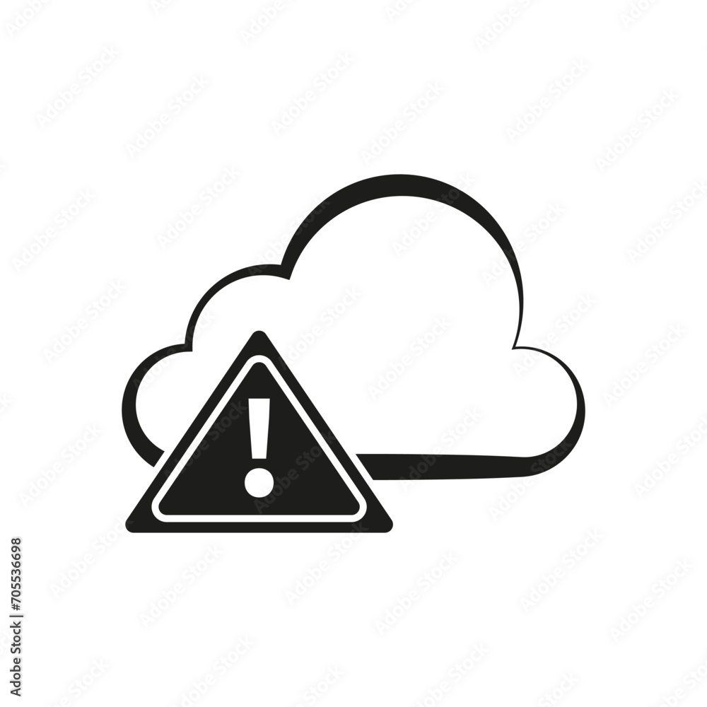 Poster cloud internet error. cloud network warning and alert icon. vector illustration. eps 10.