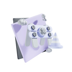 street danger sign with square background 3d icon