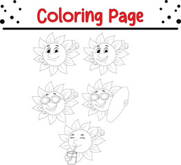 coloring page Happy sun character 