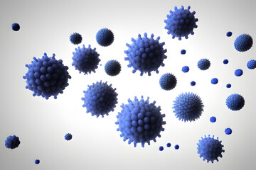 3D render models of Infectious Bacteria Pathogen Viruses floating in the air for bacillus, covid, or flu epidemic diseases Virology Biology Medical Theme Abstract Backdrop