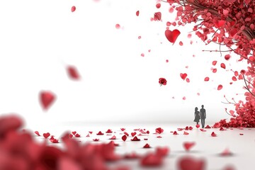 Romantic Valentine's Day Love and affection, 3D cartoon couple, cute