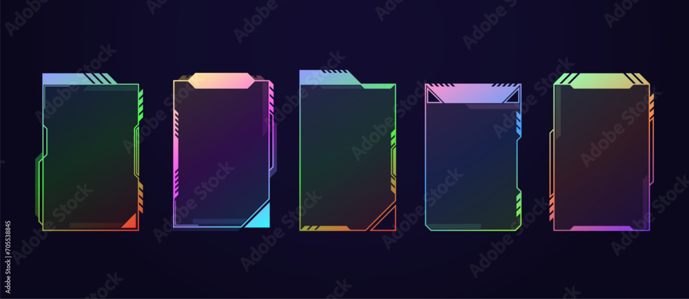 Poster modern twitch screen panels or frames. vector set of ui, ux design templates for game and streaming.