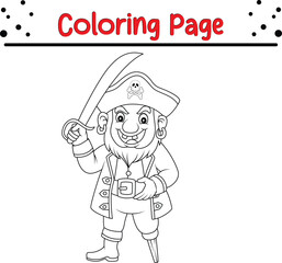 Coloring pages captain pirate holding sword
