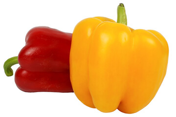 Red and yellow peppers without background. Red pepper, yellow pepper.