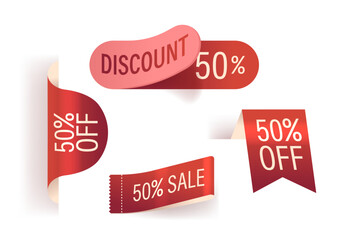 Sale Labels Beckon With Bold Typography, Eye-catching Red Colors, And Irresistible Discounts. 3d Vector Tags Set