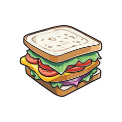 sandwich with cheese and vegetables filled vector illustration