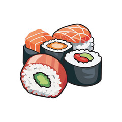 japanese sushi with hand drawn art style illustration
