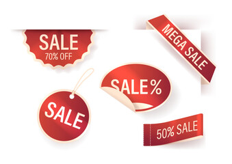 Vibrant Red Sale Labels Feature Bold Colors, Eye-catching Typography, Irresistible Discounts, Unbeatable Deals